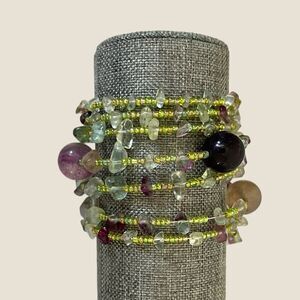 Round amethyst beaded bracelet, handmade